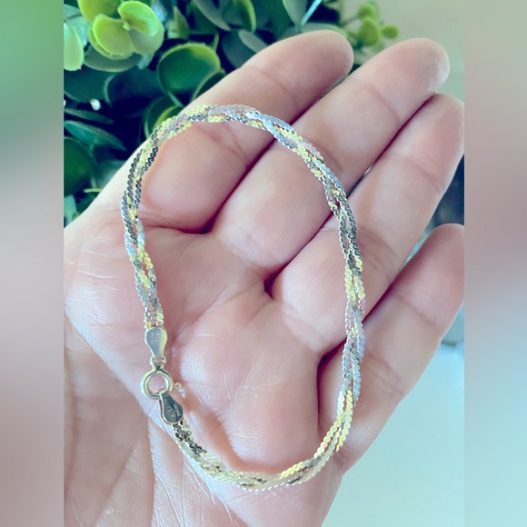 Vintage woven Milor Italy 925 sterling silver bracelet 7” Length Diamond cut - Picture 2 of 7